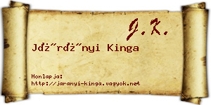Járányi Kinga névjegykártya